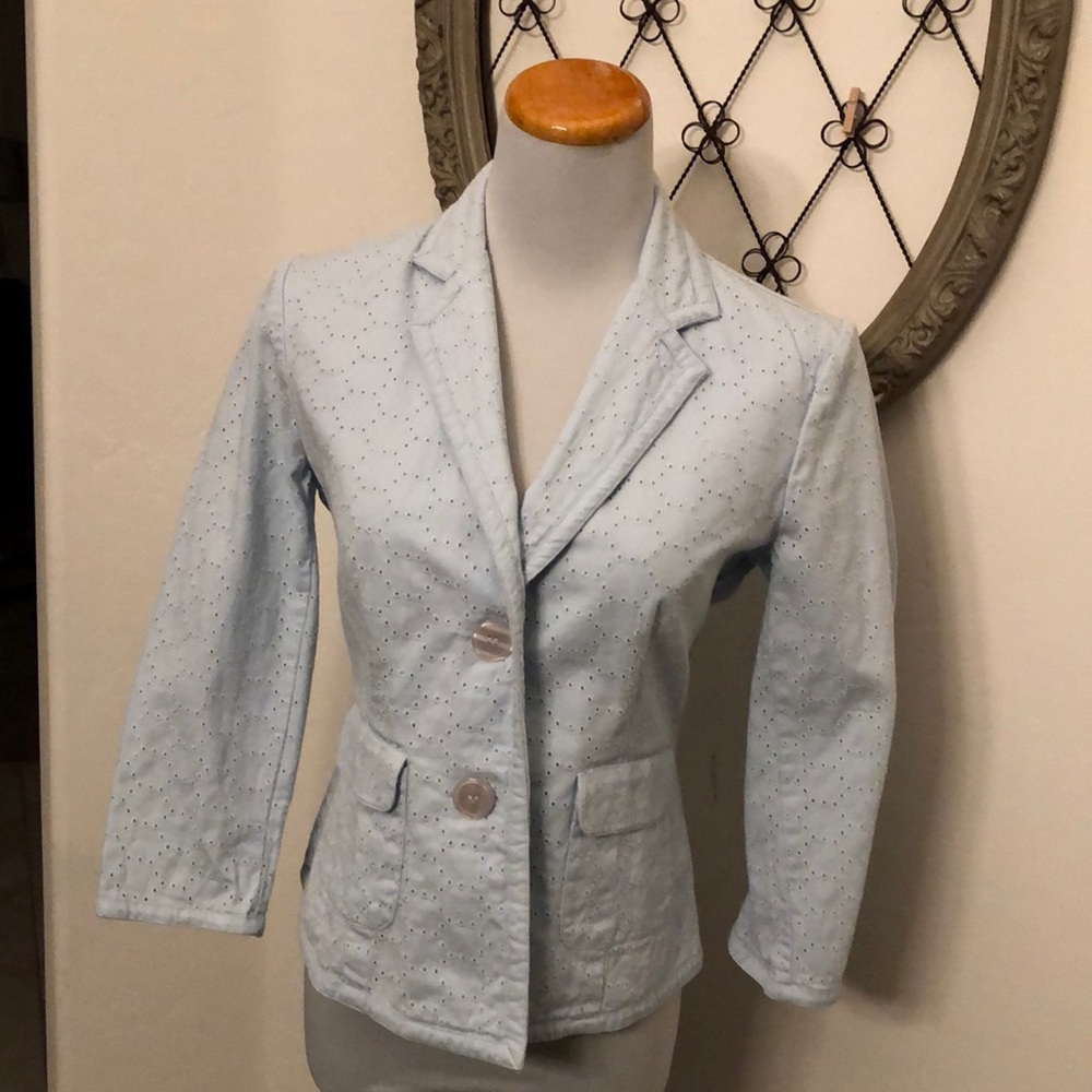 First Issue by Liz Claiborne blue eyelet jacket S